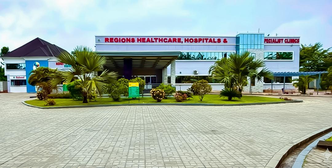 Regions Healthcare facility in Owerri, Imo State — multi-specialty hospital building and entrance